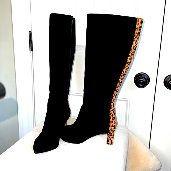 ALFANI BLACK LEATHER & CALF HAIR BOOTS - Picture 4 of 15